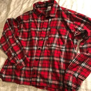 Plaid H&M cropped long sleeve with color.:)